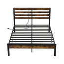 Full/Queen Size Bed Frame with Charging Station and Storage Headboard-Full Size