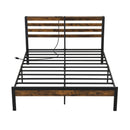 Full/Queen Size Bed Frame with Charging Station and Storage Headboard