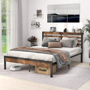 Full/Queen Size Bed Frame with Charging Station and Storage Headboard by LJGDeals