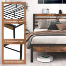 Full/Queen Size Bed Frame with Charging Station and Storage Headboard-Full Size