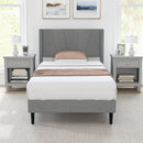 Twin/Queen Bed Frame with Linen Upholstered Wingback Headboard by LJGDeals