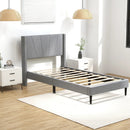 Twin/Queen Bed Frame with Linen Upholstered Wingback Headboard by LJGDeals