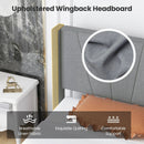 Twin/Queen Bed Frame with Linen Upholstered Wingback Headboard by LJGDeals