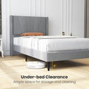 Twin/Queen Bed Frame with Linen Upholstered Wingback Headboard by LJGDeals