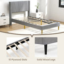 Twin/Queen Bed Frame with Linen Upholstered Wingback Headboard by LJGDeals