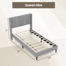 Twin/Queen Bed Frame with Linen Upholstered Wingback Headboard by LJGDeals