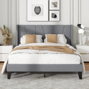 Full/Queen Size Bed Frame with Wingback Headboard and Wood Slat Support by LJGDeals