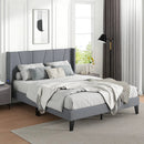 Full/Queen Size Bed Frame with Wingback Headboard and Wood Slat Support by LJGDeals