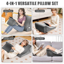 Bed Wedge Pillow with Tablet Pillow Stand and Side Pockets-Gray by DirectDeals