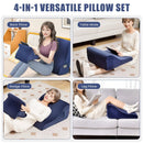 Bed Wedge Pillow with Tablet Pillow Stand and Side Pockets-Navy by DirectDeals
