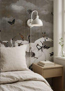 Sepia Japanese Chinoiserie Cranes Wall Mural