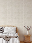 Beige Ikat Geometric Japandi Wallpaper