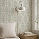 Sage Ogee Sketch Ovals Wallpaper