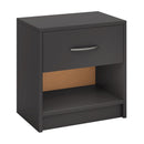 Bedside Table Nightstand with Drawer and Open Storage Shelf