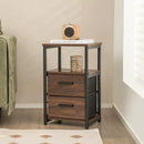 Bedside Table Set of 2 with Removable Fabric Drawers and Metal Frame-Walnut by LJGDeals