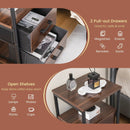 Bedside Table Set of 2 with Removable Fabric Drawers and Metal Frame-Walnut by LJGDeals