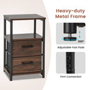 Bedside Table Set of 2 with Removable Fabric Drawers and Metal Frame-Walnut by DirectDeals