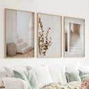 3 Piece Boho Architectural Wall Art. Eucalyptus, Stairway by Wall Art Set