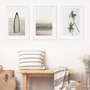 Beige Tones Coastal Wall Art. Surfboard, Ocean Beach, Palm by Wall Art Set
