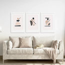 Mid-Century Modern Art Set: 3 Piece Geometric Abstract Prints by Wall Art Set