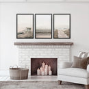 3 Piece Beige Coastal Wall Art. Waves, Beach Path, Lifeguard by Wall Art Set