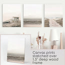 3 Piece Beige Coastal Wall Art. Waves, Beach Path, Lifeguard by Wall Art Set