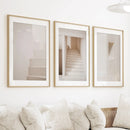 Beige Architectural Wall Art Prints. Light Tones Stairways by Wall Art Set