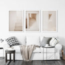Beige Architectural Wall Art Prints. Light Tones Stairways by Wall Art Set
