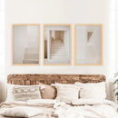 Beige Architectural Wall Art Prints. Light Tones Stairways by Wall Art Set