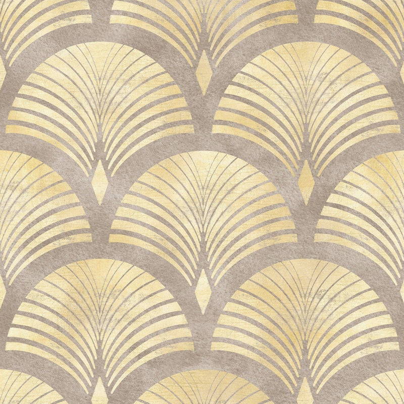 Yellow Semi Circle Pattern Wallpaper