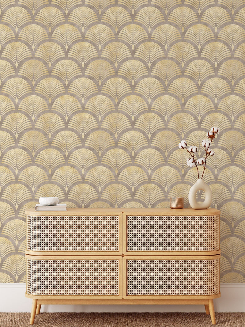 Yellow Semi Circle Pattern Wallpaper