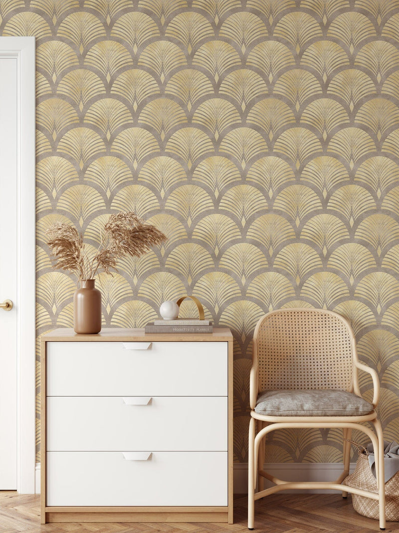 Yellow Semi Circle Pattern Wallpaper