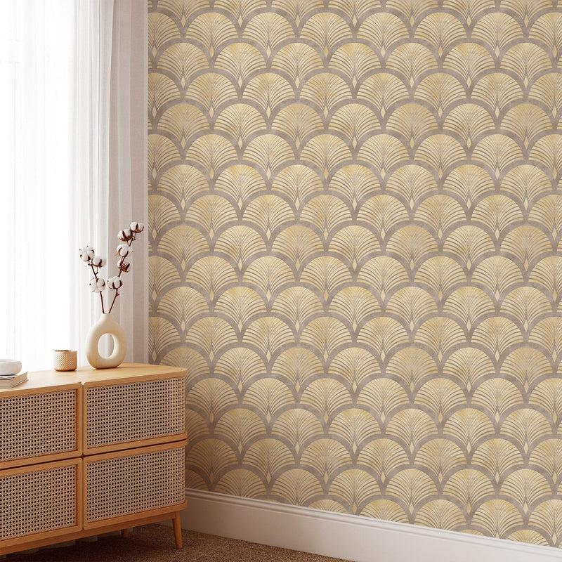 Yellow Semi Circle Pattern Wallpaper