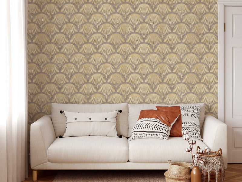 Yellow Semi Circle Pattern Wallpaper