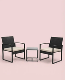 3-Piece Outdoor Patio Furniture Set – Wicker Chairs + Bar Table with Cushions by 2Dropme