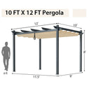 10 x 12 Feet Outdoor Aluminum Retractable Pergola Canopy Shelter Grape Trellis by LJGDeals