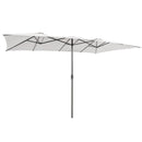 15 Feet Double-Sized Patio Umbrella with Crank Handle and Vented Tops-Beige