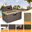 6 Pieces Outdoor Wicker Furniture Set with 32 Inch Propane Fire Pit Table by LJGDeals