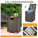 6 Pieces Outdoor Wicker Furniture Set with 32 Inch Propane Fire Pit Table by LJGDeals