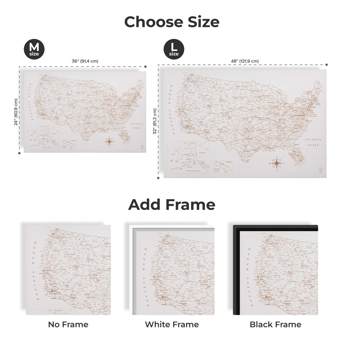 Wooden Canvas USA Map - Beige, photo 12 of 13