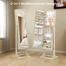 Freestanding Lockable Jewelry Armoire with Full-Length Mirror and 6 LED Lights by LJGDeals
