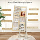 Freestanding Lockable Jewelry Armoire with Full-Length Mirror and 6 LED Lights by LJGDeals