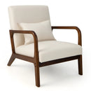 Modern Accent Chair with Rubber Wood Frame and Lumbar Pillow by LJGDeals