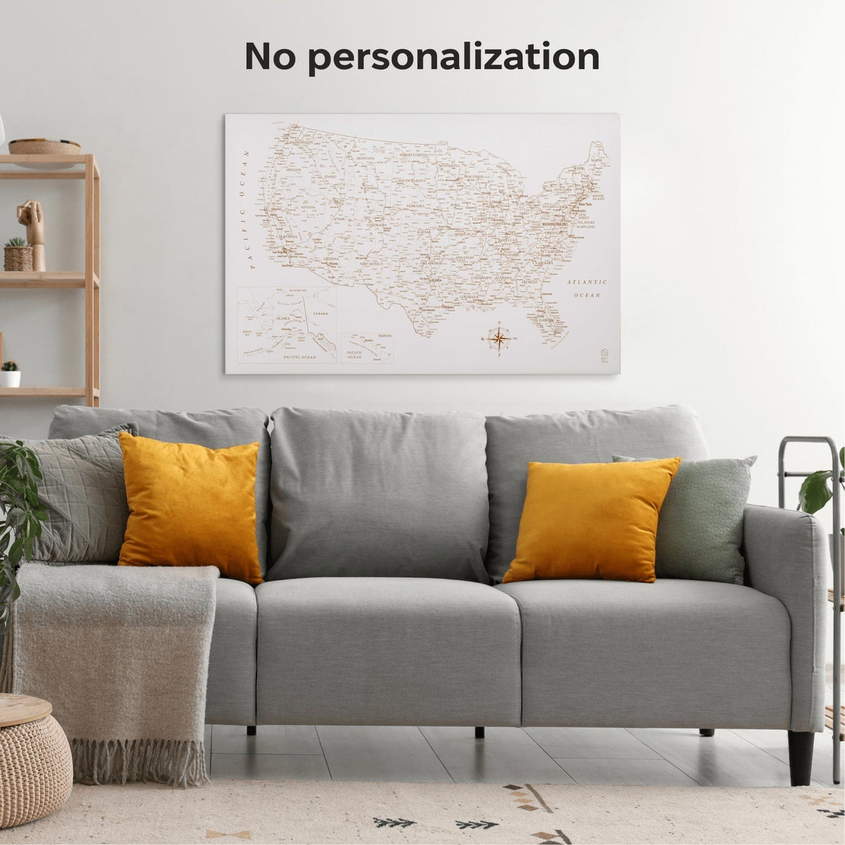 Wooden Canvas USA Map - Beige, photo 13 of 13