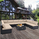 10 Piece Outdoor Wicker Conversation Set with Seat and Back Cushions by LJGDeals
