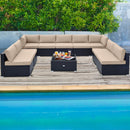 10 Piece Outdoor Wicker Conversation Set with Seat and Back Cushions by LJGDeals