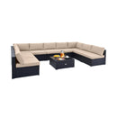 10 Piece Outdoor Wicker Conversation Set with Seat and Back Cushions by LJGDeals