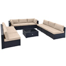 10 Piece Outdoor Wicker Conversation Set with Seat and Back Cushions by LJGDeals