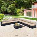 10 Piece Outdoor Wicker Conversation Set with Seat and Back Cushions by LJGDeals