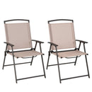 Set of 2 Patio Dining Chairs with Armrests and Rustproof Steel Frame-Beige by LJGDeals
